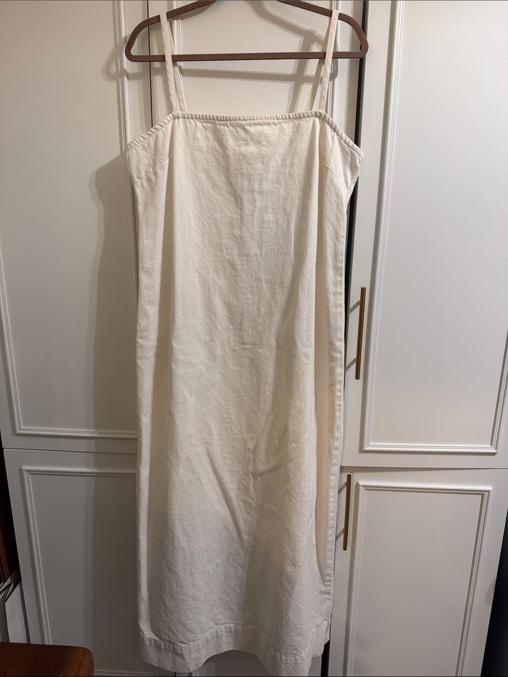 Cream Denim Spaghetti-Strap Maxi Dress